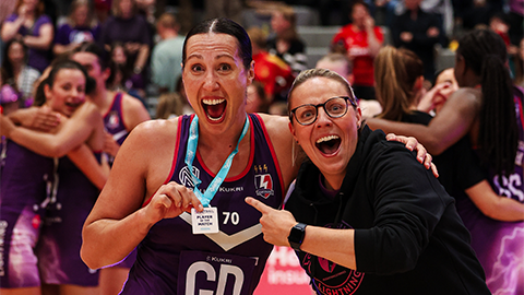 Jo Noel and Vic Burgess celebrating Lightning win